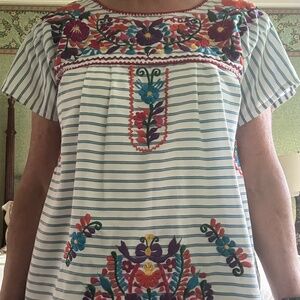 Embroidered Mexican Peasant Blouse
